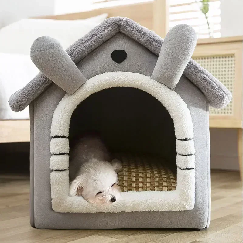 

Puppy Bed Basket Winter Nest Foldable Dog Products Cats Kennel Cat Cave Mat Dogs Small House Pets Sofa Pet For Warm Medium