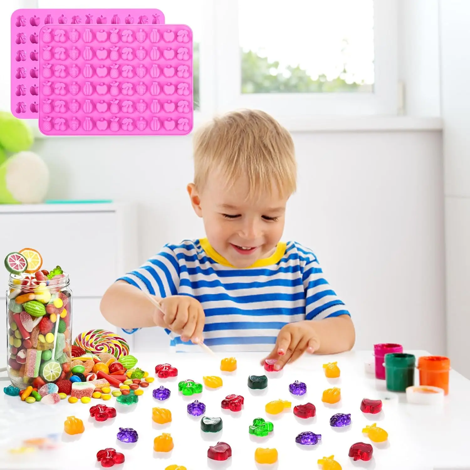 Silicone Gummy Bear Candy Chocolate Molds 5 Pack 50 Cavity to Make Bear Candy for Your Kids BARRETLGQ