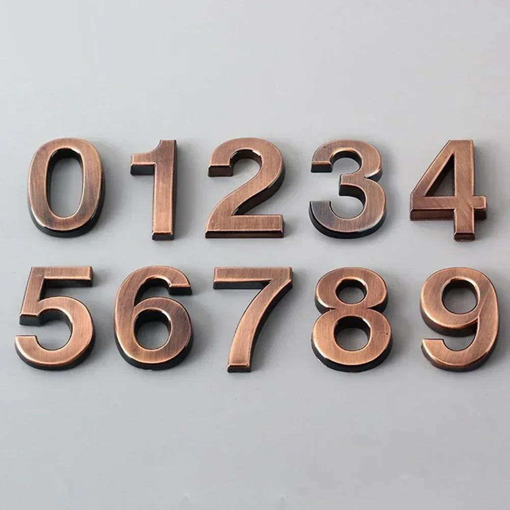 Bronze Digital Door Number Plate 1Pcs Self-adhesive Mailbox Outdoor Address Numbers Sign Apartment Office Hotel Room Door Number