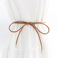 New Round Leather Rope Dresses Coat Decoration String Waist Belt For Women Solid Fashion Long Waist Chain Vintage Waistband - Image 2