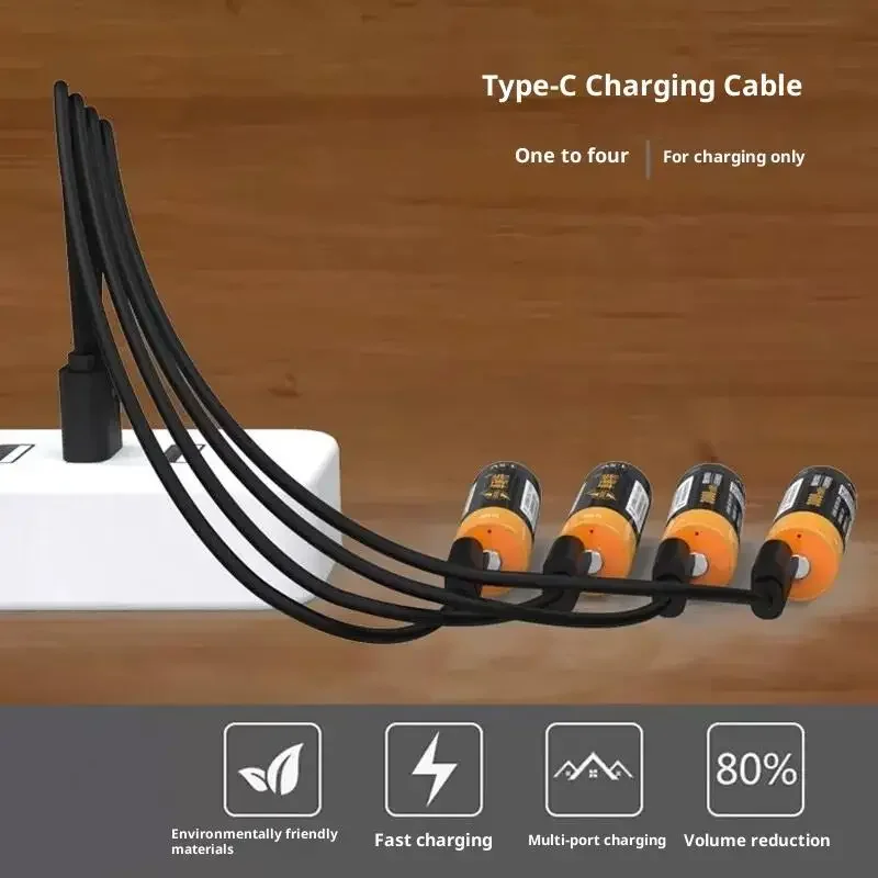 1Pcs 4 In 1 Multi-USB C Splitter Charging Cord For Huawei Tablet Laptop PC USB Type C Fast Charging Data Cables