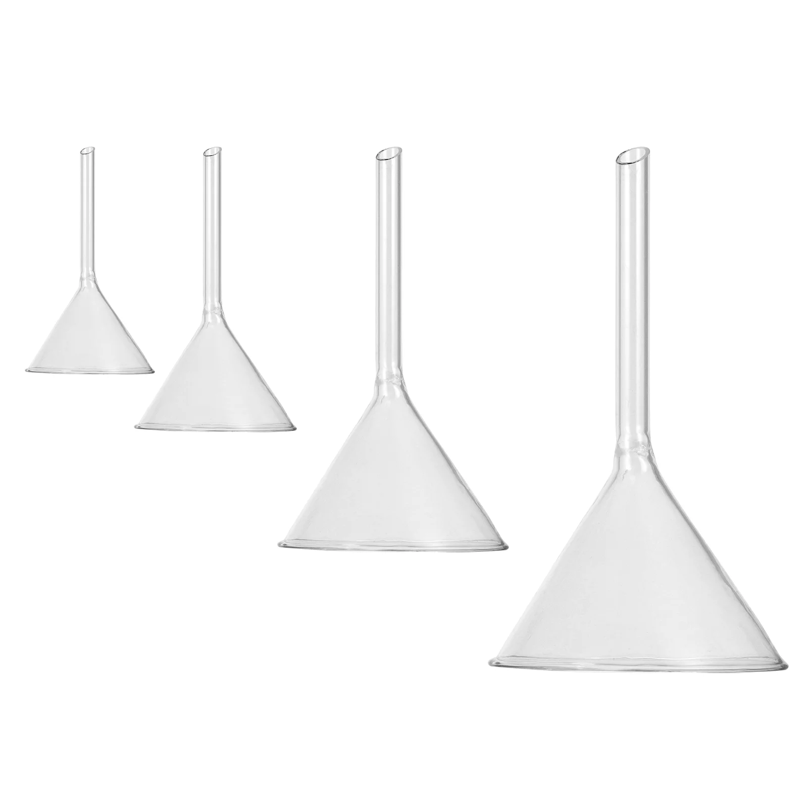 

4 Pcs Funnel Clear Water Bottle Filling Triangle Short Neck Glass Labs Equipment Round Temperature Resistant Tool