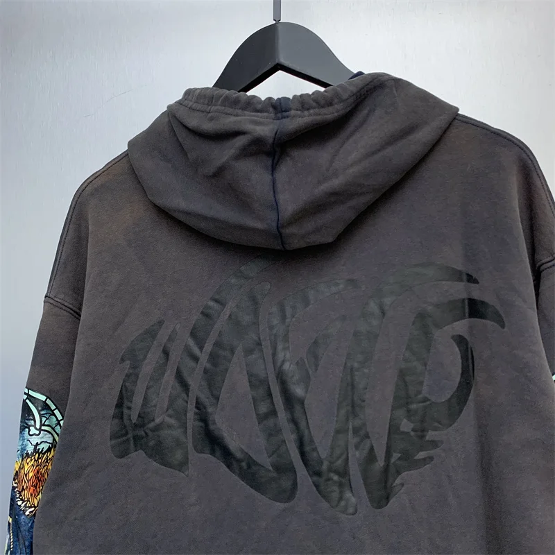 Free shipping pure cotton indigo blue WHO DECIDES WAR hoodie for men's casual loose fit hoodies