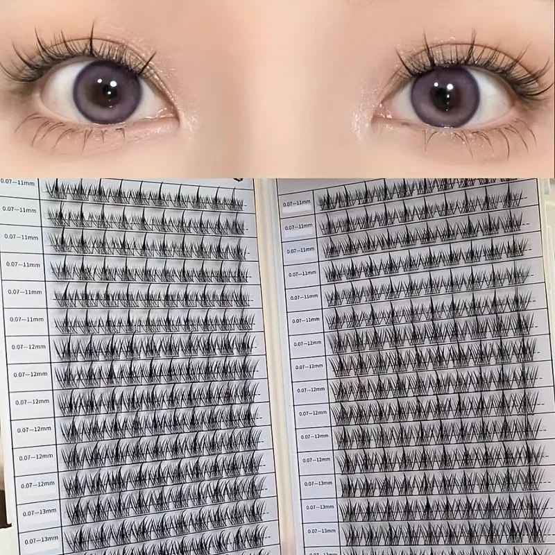 320 Cluster-Wimpernbuch – DIY-Wimpernverlängerung im natürlichen, Anime-, Cluster- und flauschigen Stil – wiederverwendbar – gemischte Länge 11–13 mm