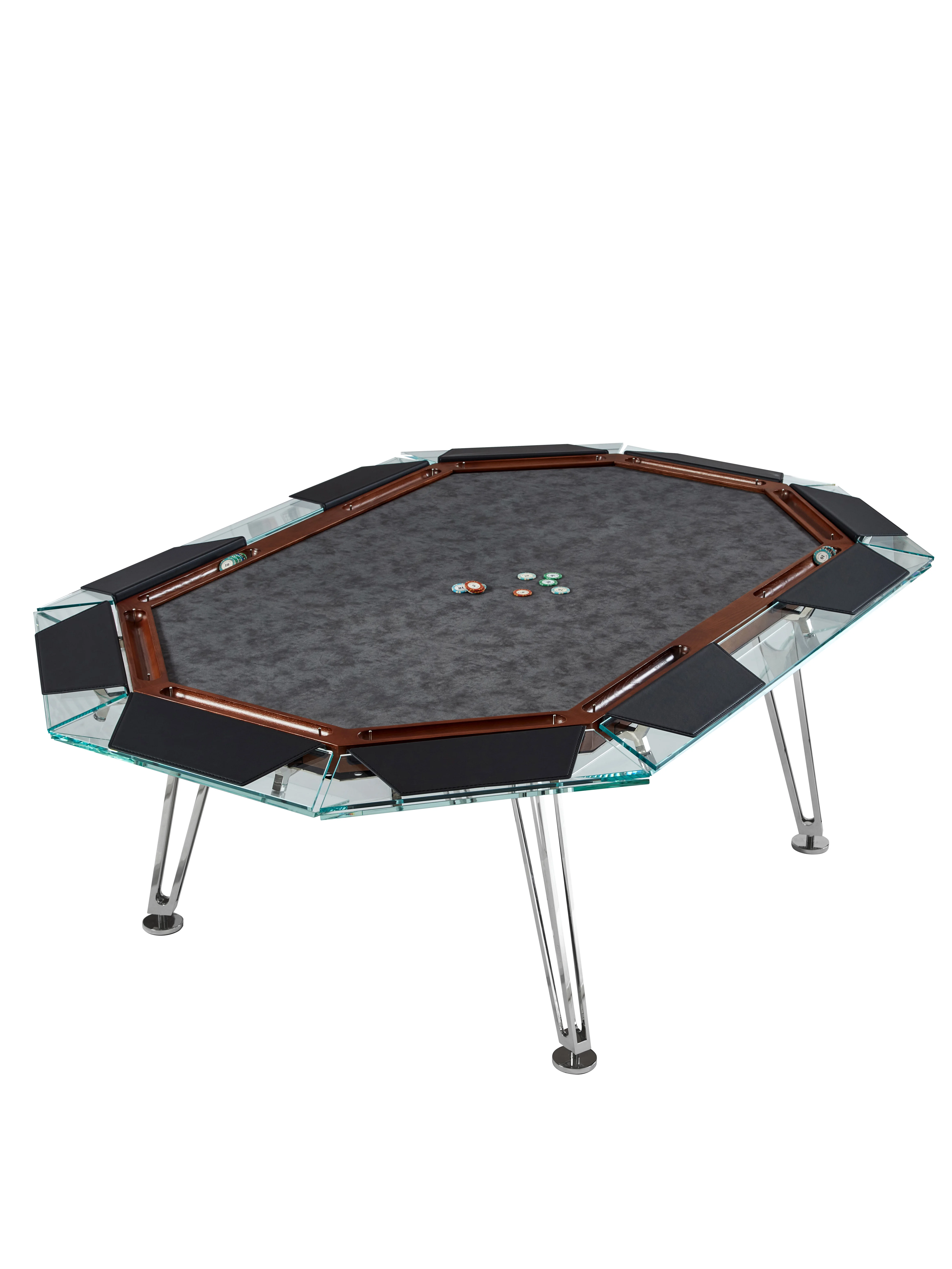 Italian luxury multi-position chips acrylic crystal glass high-end Texas Hold 'em poker table