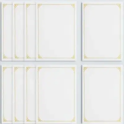 10개입 금박 빈 증서 용지 A4 디플로마 용지 인쇄 가능한 상장 용지 두꺼운 매끄러운 필기 용지 인정서용