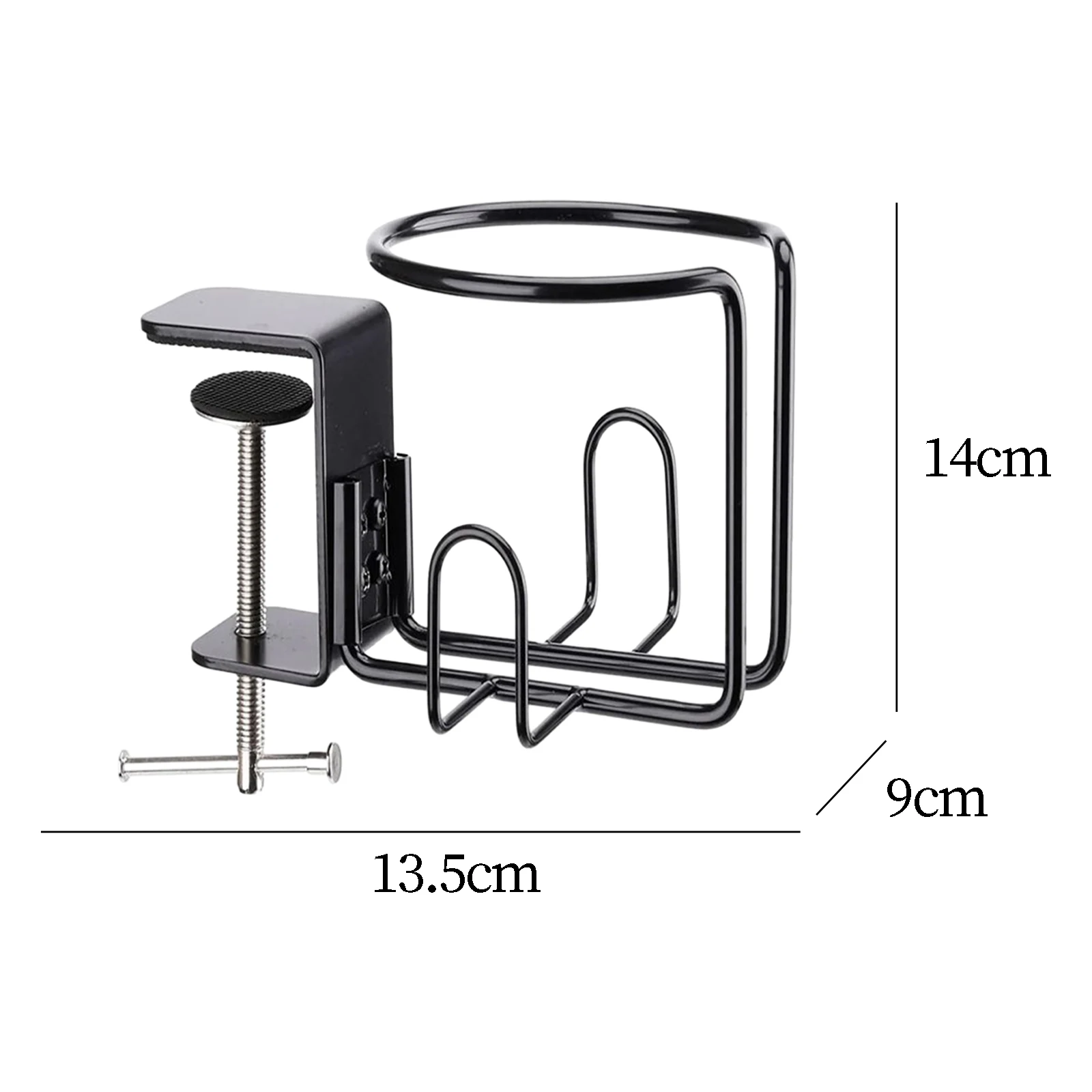 Mesa Cup Holder com Headphone Hanger, Horizontal ou Vertical Mount, Gaming Desk Acessórios, Preto Metal Bebida De Armazenamento, 2 em 1