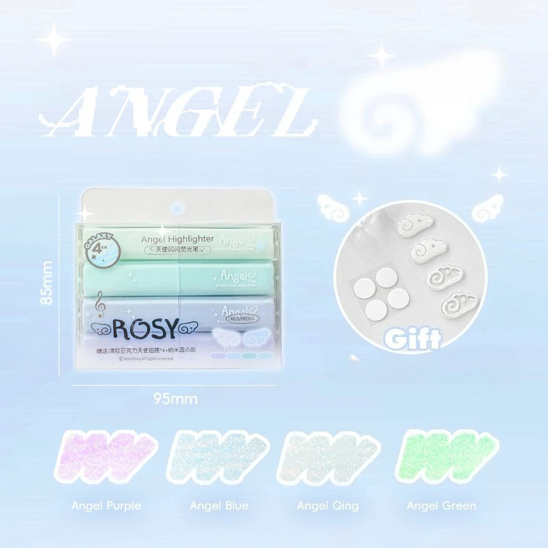 4개/세트 반짝이 메이커 펜, 어린이 여자아이 귀여운 INS 캐주얼 스윗 스크랩북 드로잉 페인트 마커 키워드 쓰기 마커 페인트