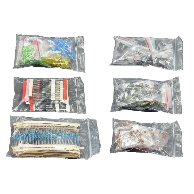 Electronic Component Kit 7 Kind Metal Film Resistor Assortment Led Diodes Electrolytic Capacitor Ceramic Set Transistor Pack DIY image 4