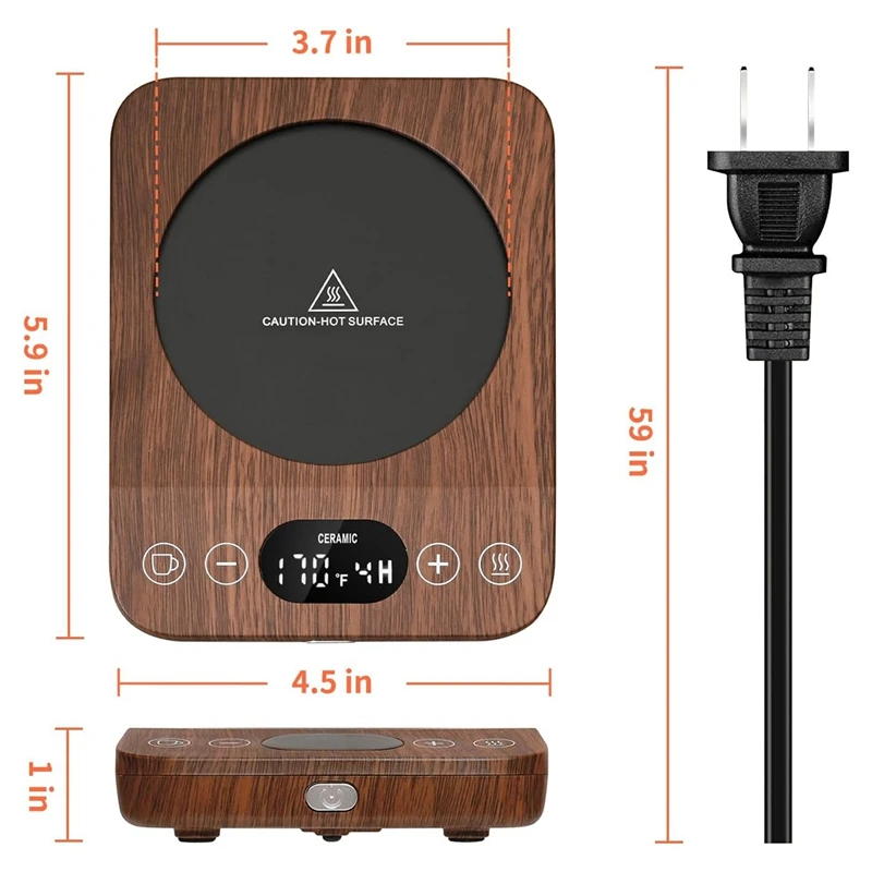 Coffee Mug Warmer Auto On/Off Upgrade-Induction Mug Warmer Desk 9 Temperature Settings 1-9 Timer US Plug Easy Use
