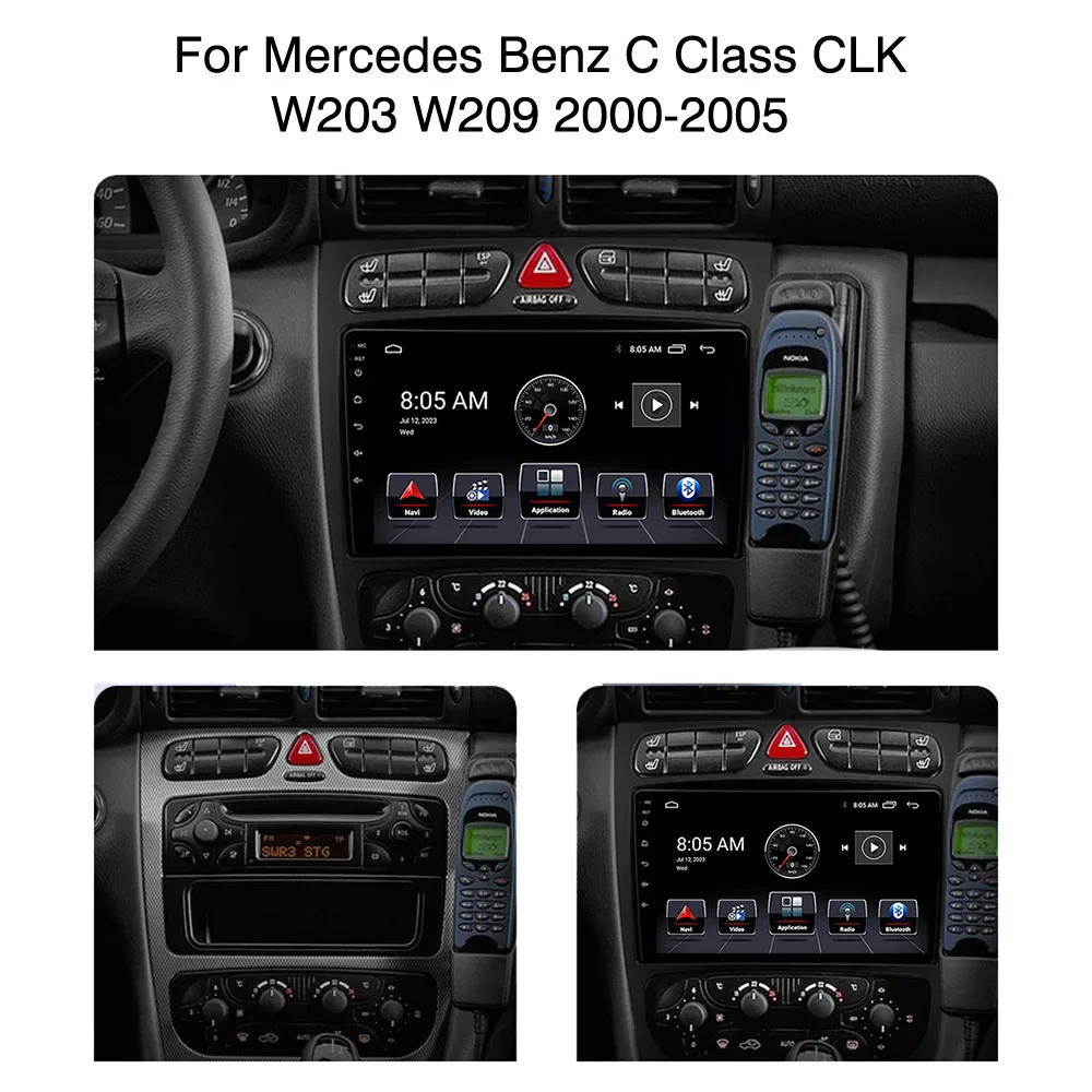 Android 13 Radio For Mercedes Benz C Class CLK W203 W209 2000-2005 Car stereo Multimedia Player Carplay Auto GPS navigation 2DIN