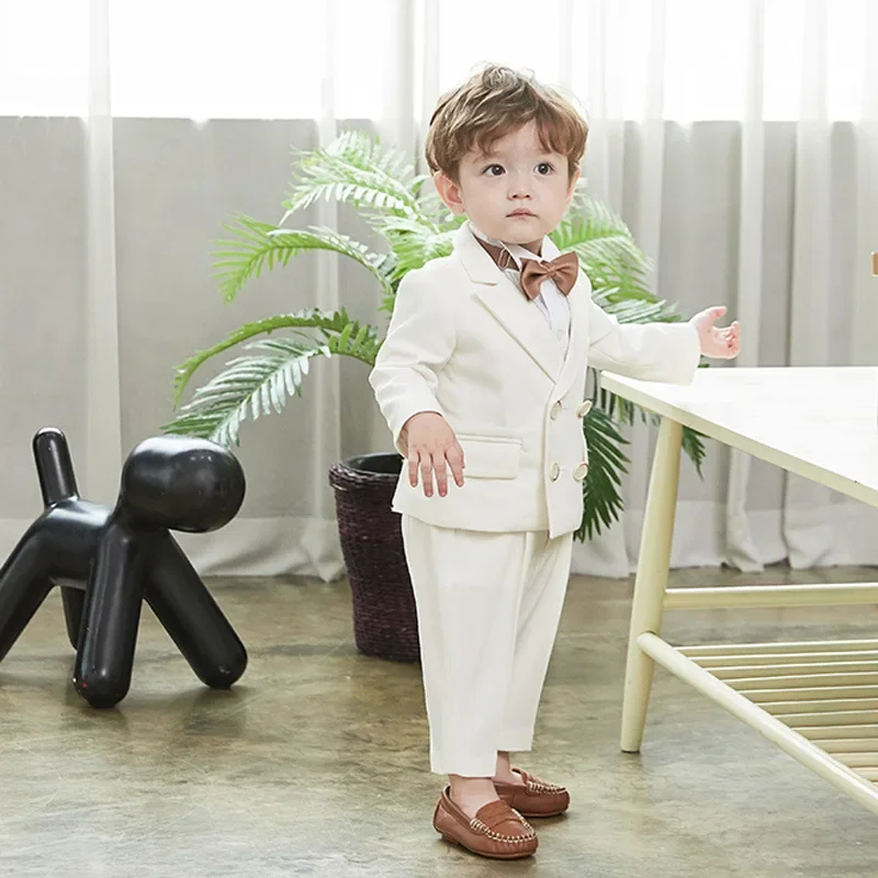 2024 Kids Christening Clothes Suit for Boys Children Formal Outfit Sets Baby Boy Baptism Costume Elegant Evening Party Clothing