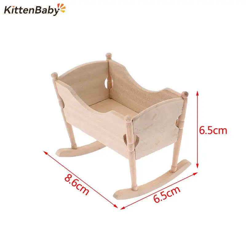 1:12 Miniatuur Poppen Meubels Houten Baby Bed Kinderen Speelgoed Kwekerij Wieg Baby Wieg| | -