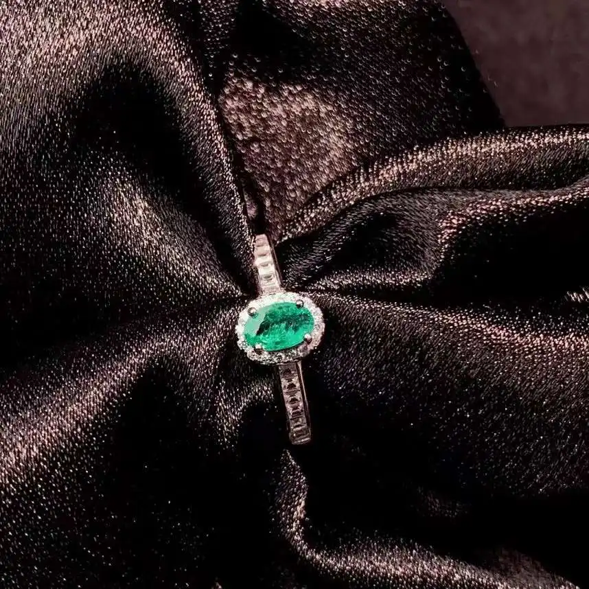 Yulem Anello Con Smeraldo Naturale Al 100%, Anello Da Donna In Argento 925 Intarsiato Seiko, Atmosfera Semplice