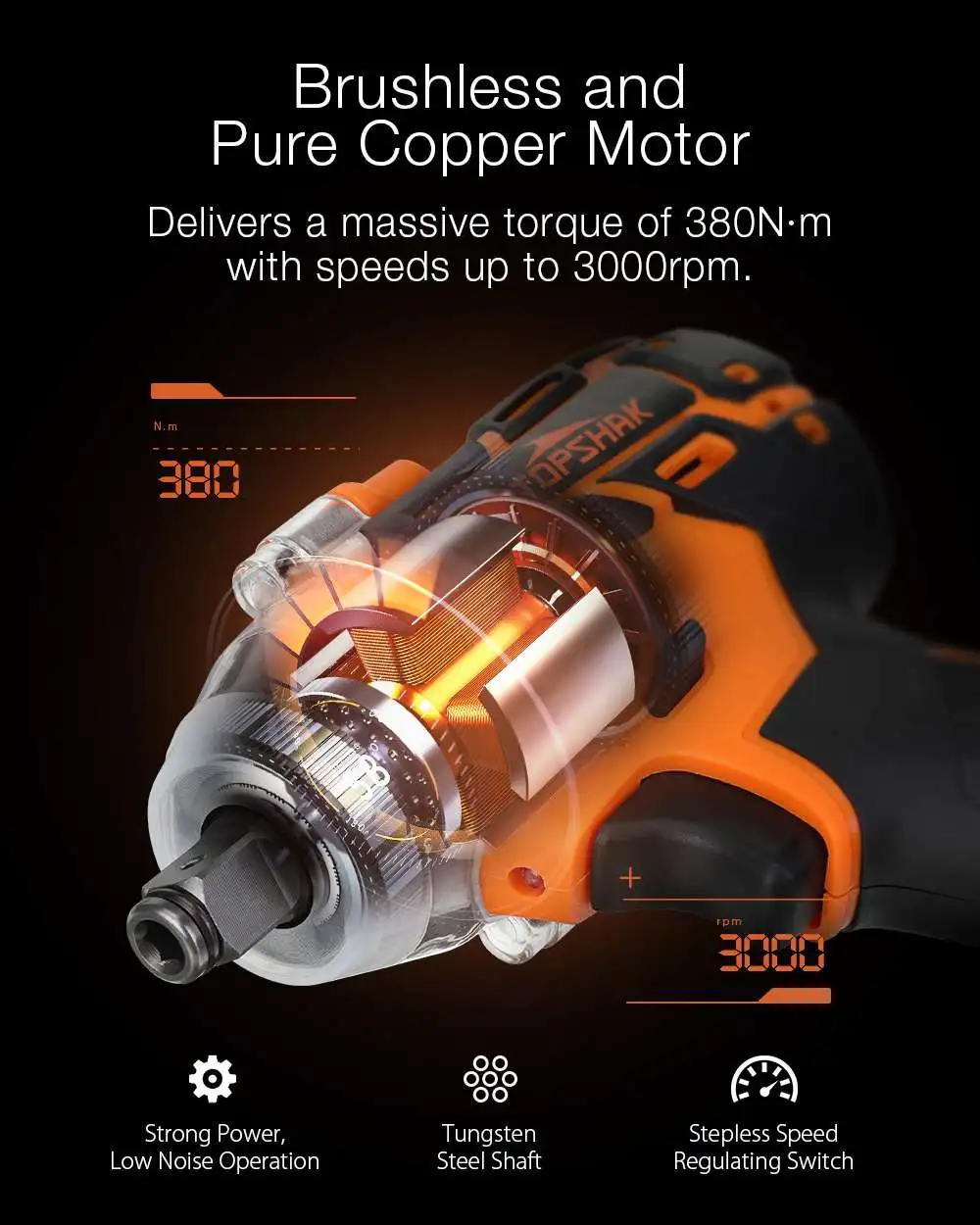 588N.M 1/2 inch Brushless Electric Impact Wrench Cordless Electric Wrench Rechargeable for 18V Battery Screwdriver Power Tools 4