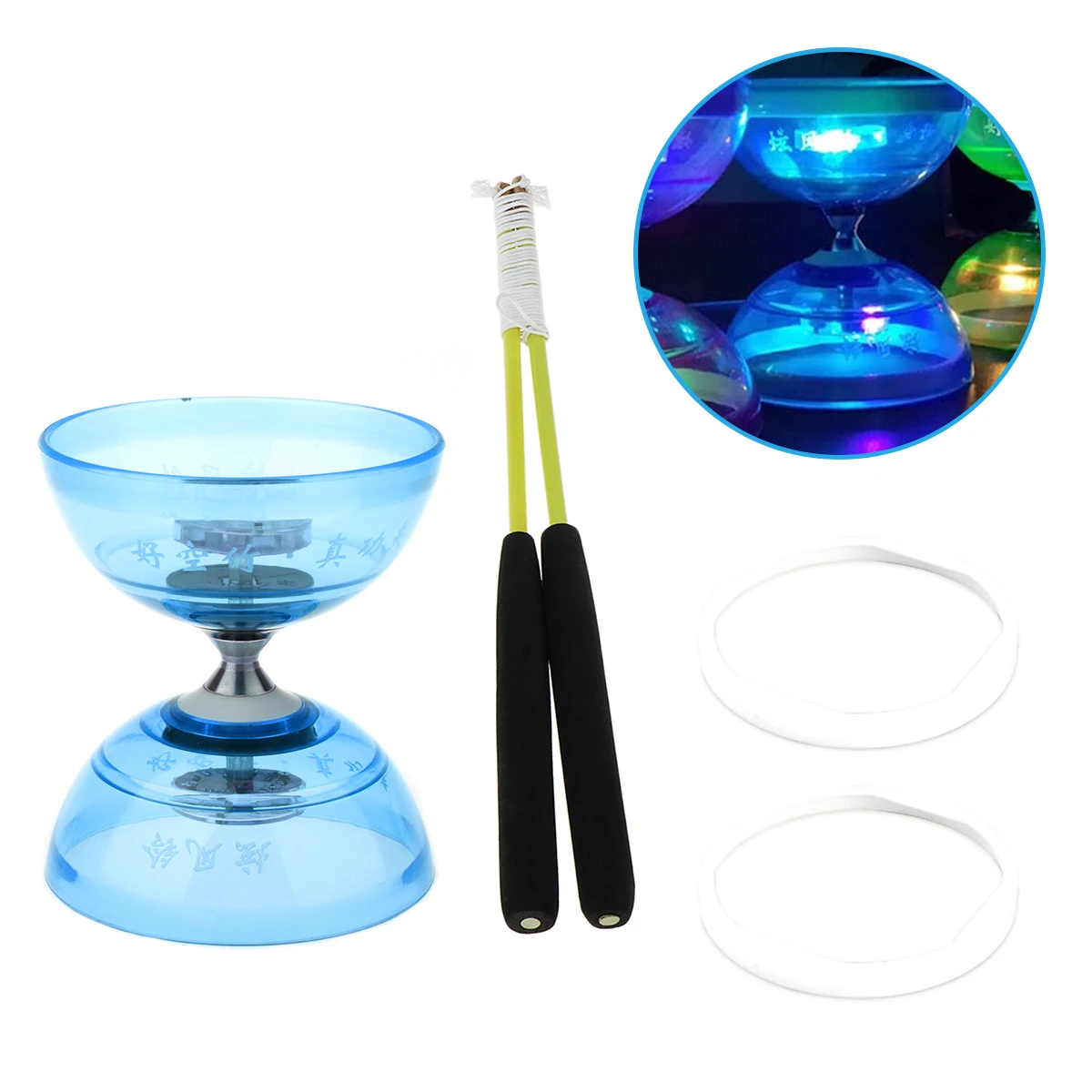 5 Color Triple Bearing Diabolo With LED Light Up Chinese Yoyo Toy Juggling Diabolos Toys Party Camping Fun Games For Kids