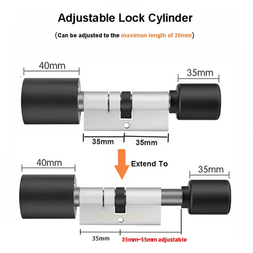 스마트 실린더 잠금, Tuya 70mm, 전자 블루투스 앱 원격 생체 인식 지문 잠금, 도난 방지 보안 홈 도어 잠금 장치 4