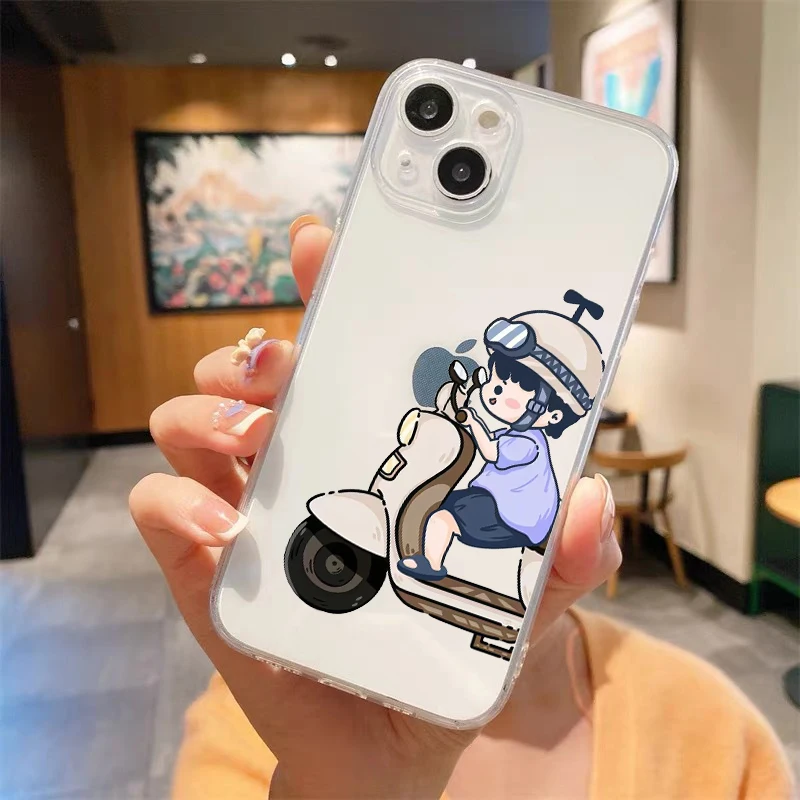 Charming Cartoon Couple Clear Luxury Phone Case