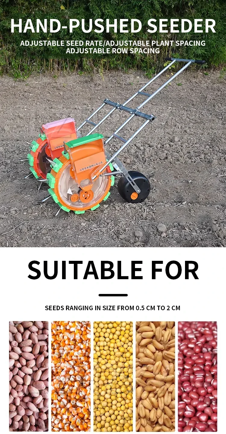 Hand-Pushed Dual-Row Seeder; Peanut, Corn, and Soybean Seeder; Precision Seeder;