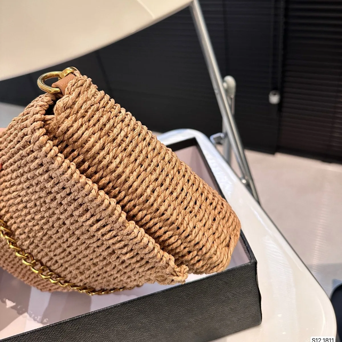 YS Grass Woven Women's Bags, 2024 New Handbag, Trendy Chain Crossbody Small Bag