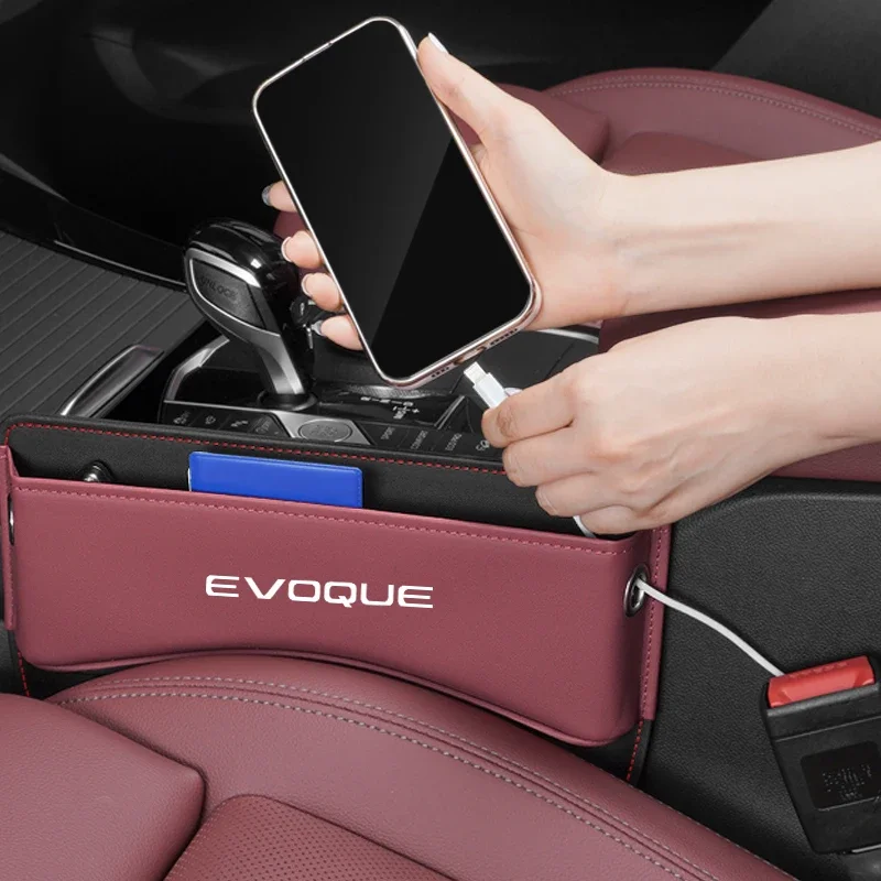 

For Range Rove Evoque Car Seat Storage Box Car Seat Gap Organizer Seat Side Bag Reserved Charging Cable Hole Car Accessories