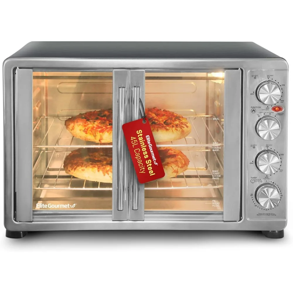 ETO-4510M French Door 47.5Qt, 18-Slice Convection Oven 4-Control Knobs, Bake Broil Toast Rotisserie Keep Warm