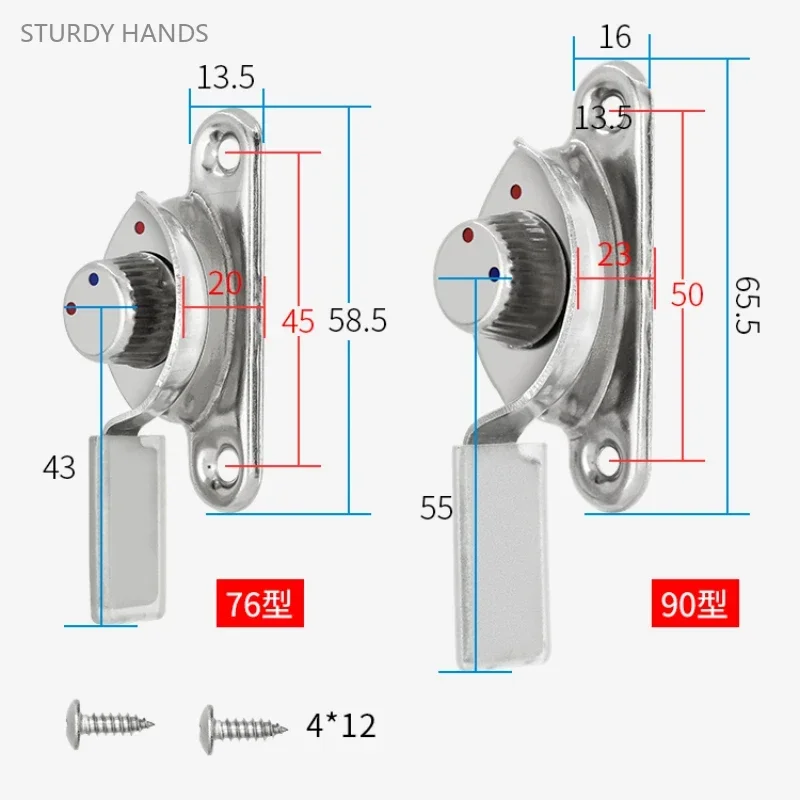 1 set stainless steel sliding door lock buckle, plastic steel window lock, crescent lock, door, window hook lock accessories