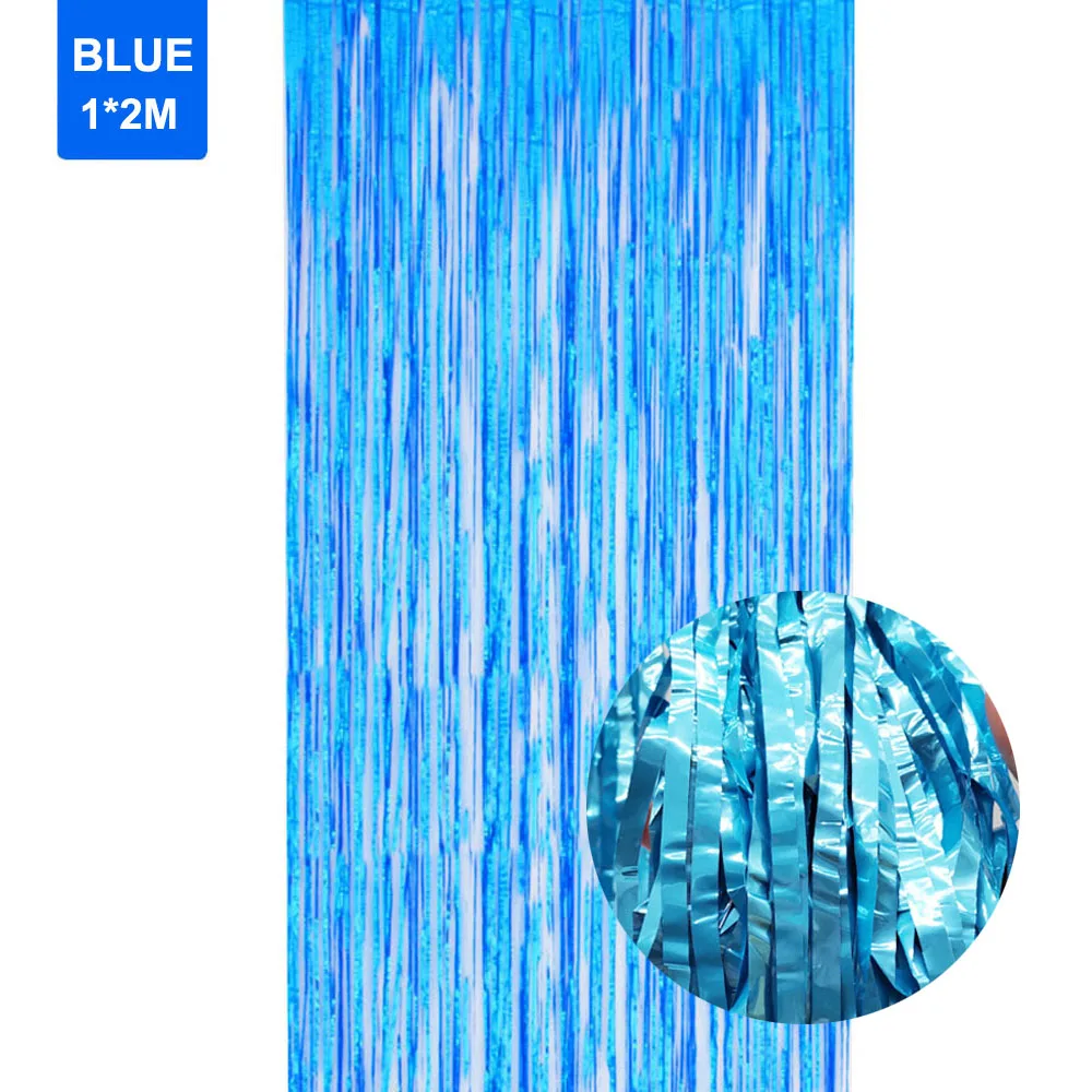 Bunte Regen Seide Tür Vorhang Metallic Lametta Folie Fransen Vorhänge Geburtstag Hochzeit Party Hintergrund Dekoration Baby Dusche – Detail 6