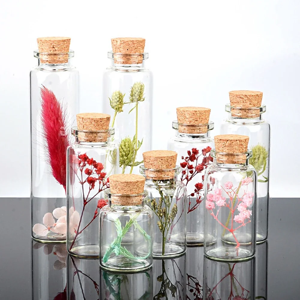 Mini glass bottles Transparent Wishing Bottles Cork Stopper Storage Bottle Creative Candy Jars DIY Container Wedding Decor 10PCS
