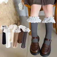 Retro Korean Princess Infant Ruffle Socken Autumn Breathable Children Cotton Stockings Cute Girl Baby Versatile Long Tube Socks 1