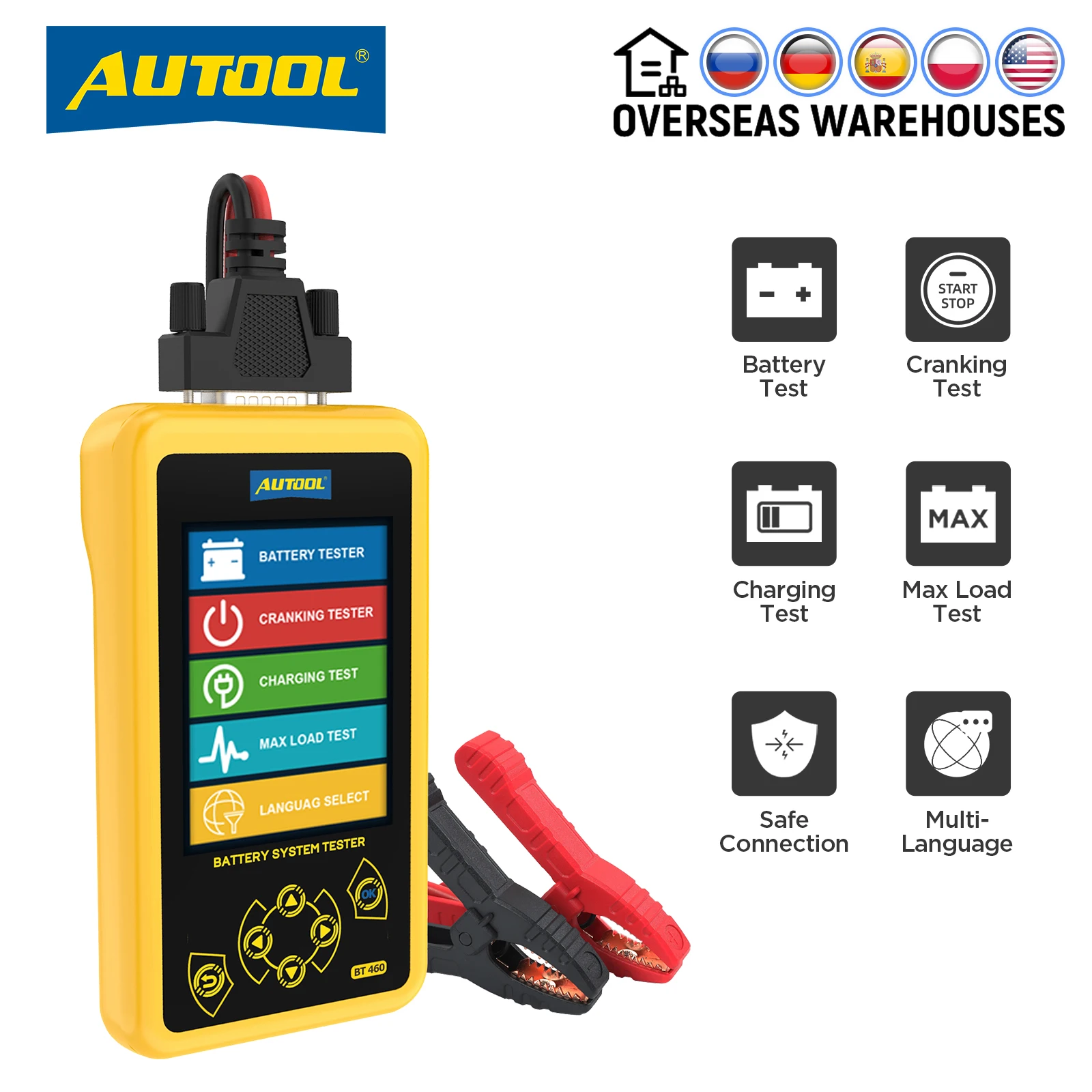 

Тестер аккумулятора AUTOOL BT460, 12 В, 24 В