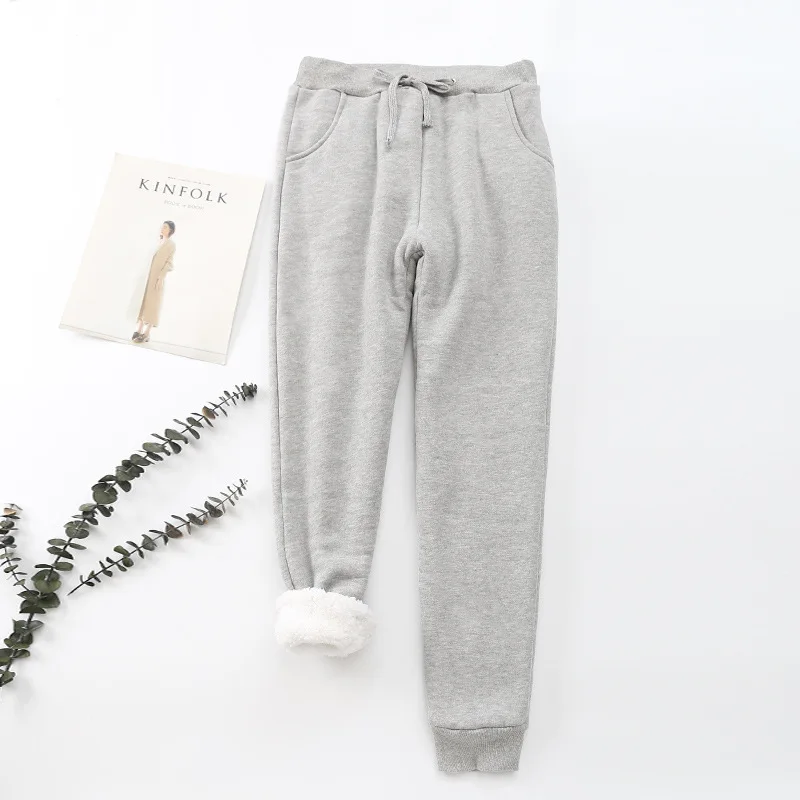 Women Pants New Loose Warm Fleece Pants Casual Harlan Pants Versatile Straight Trousers Women Long Sweatpants High Waist Pants