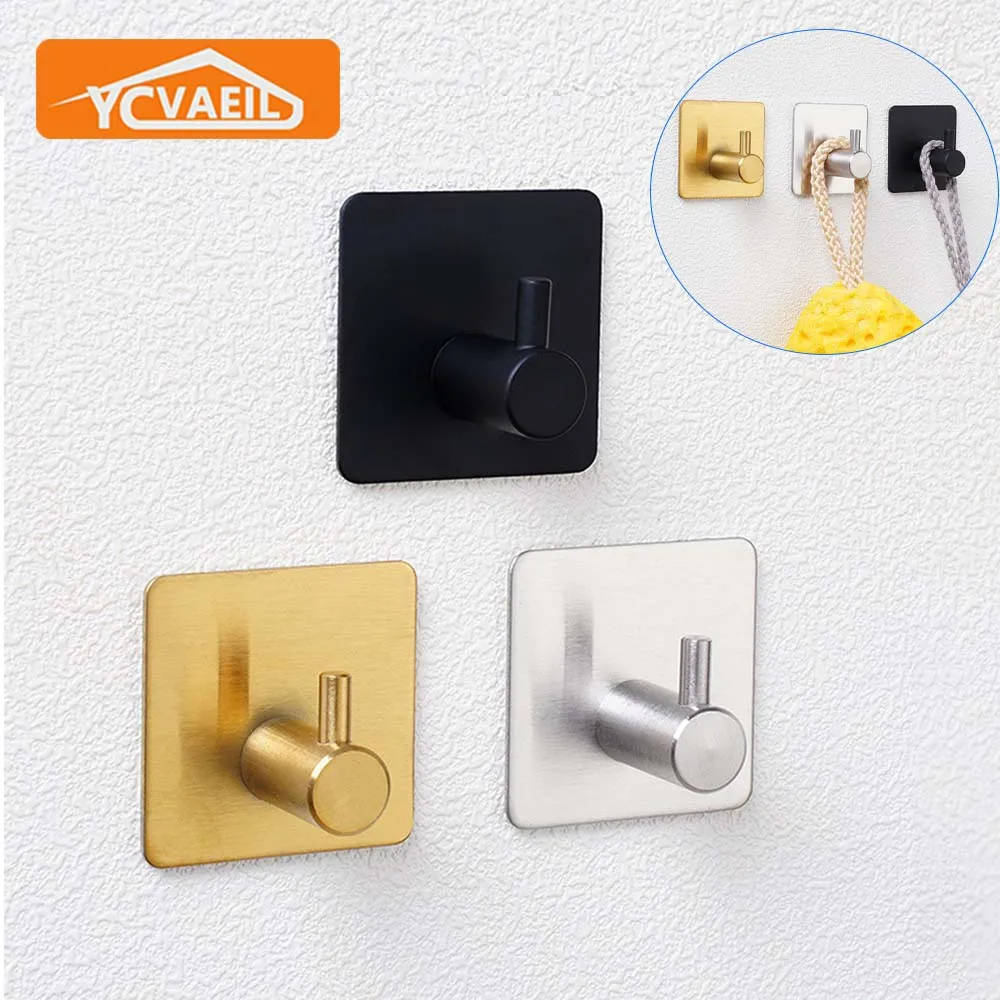 Stainless Steel Self Adhesive Wall Robe Hooks Bedroom Living Room Towel Key Hooker Clothes Rack Hanging Accessories Hardware stainless steel hook adhesive hooks wall hanger wall clothes hook kitchen hook towel hook