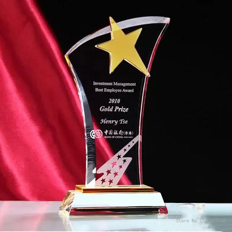 Customized Metal Crystal Trophy, Creative, Home Decor, Music competition, High-End Honor, Personalized Five-Pointed Star, 1Pc
