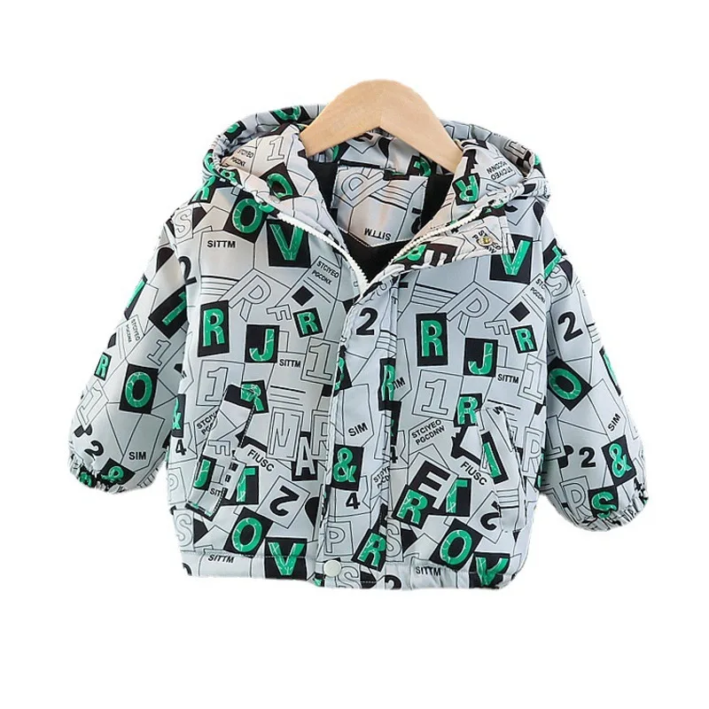 

New Winter Fashion Baby Girl Clothes Children Boys Letter Thick Hooded Jacket Toddler Casual Costume Kids Coat Infant Sportswear