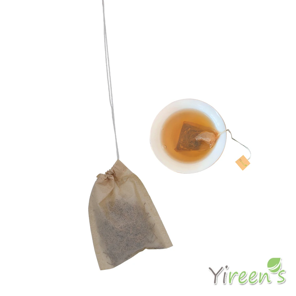 Yireen's 100Pcs 80 X 100mm Biodegradable Unbleached Wood Pulp Filter Paper Tea Bags With Strings Brown Color Coffee Infusers