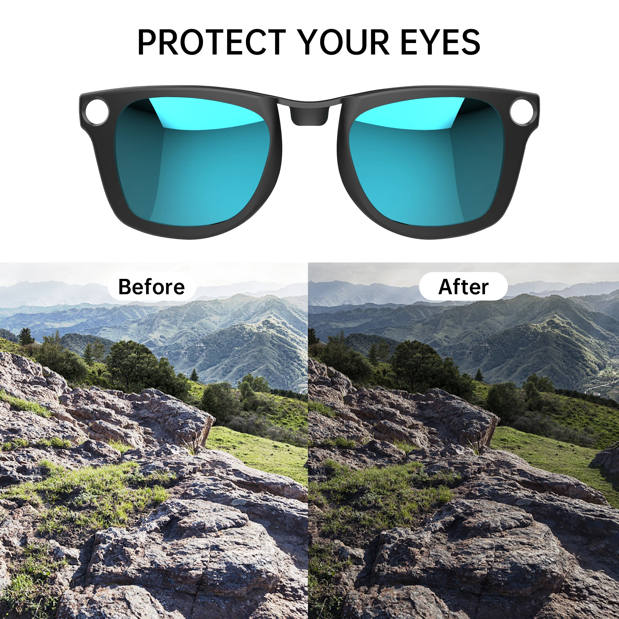Hibloks Clip für RayBan Meta Wayfarer RW4006/RW4012 Standard Smart Glasses, bunte polarisierte Clip-Sonnenbrillengläser, blendfrei – Detail 6