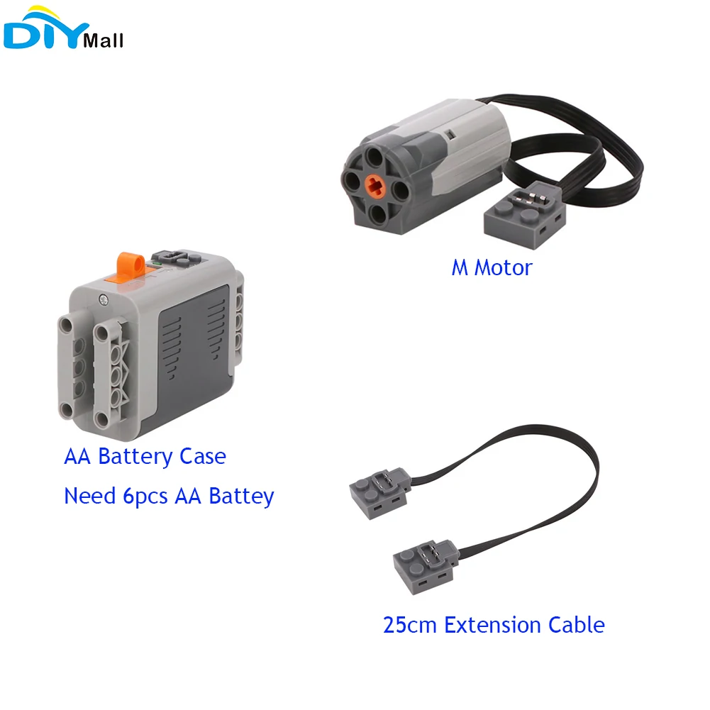 

Technical Parts MOC Power Functions Compatible with legoed AA Battery Case 8881 M Motor 8883 Extension Wire 25cm 8886