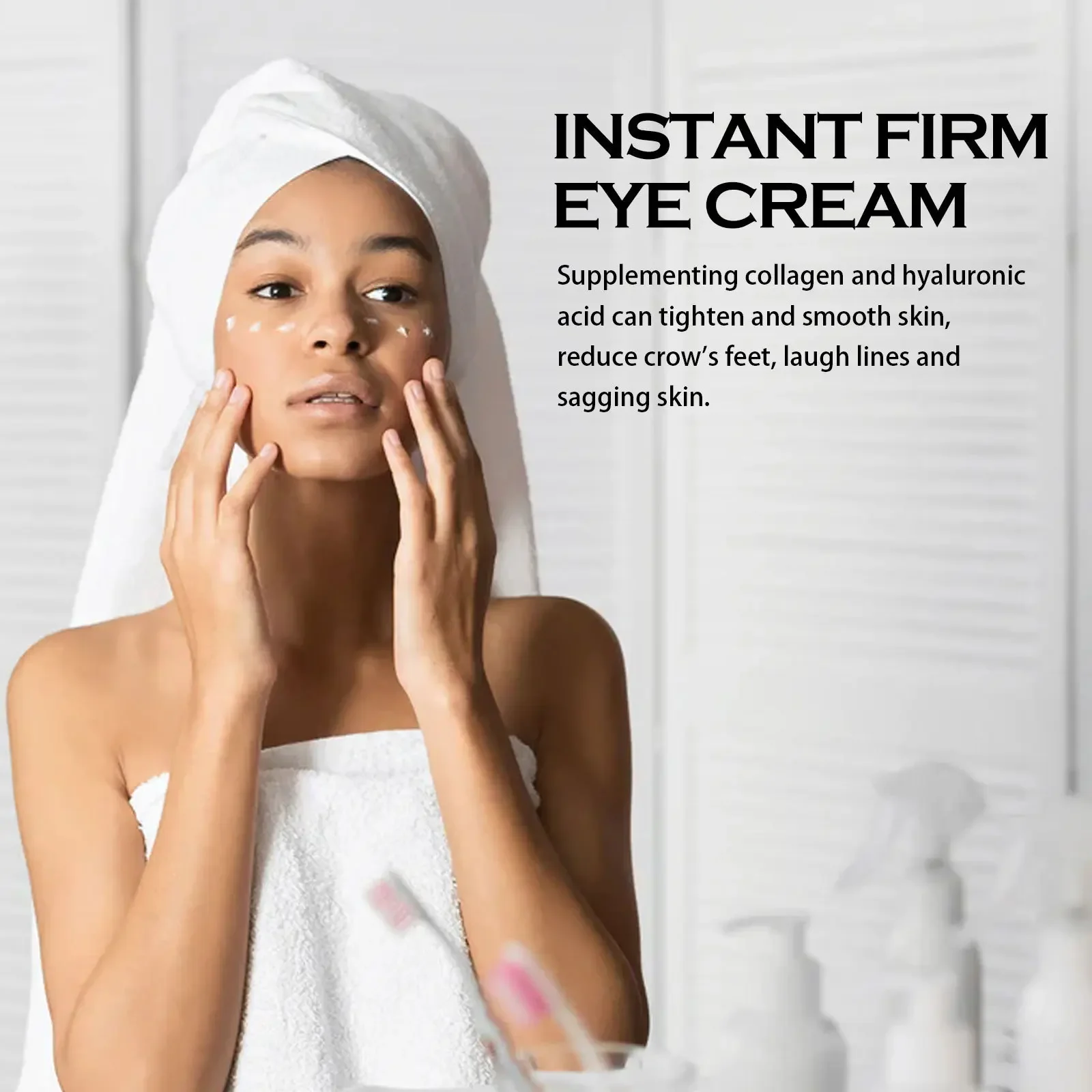 Anti-wrinkle eye cream for smoothing fine lines puffiness dark circles tightening hydrating skin around eyes