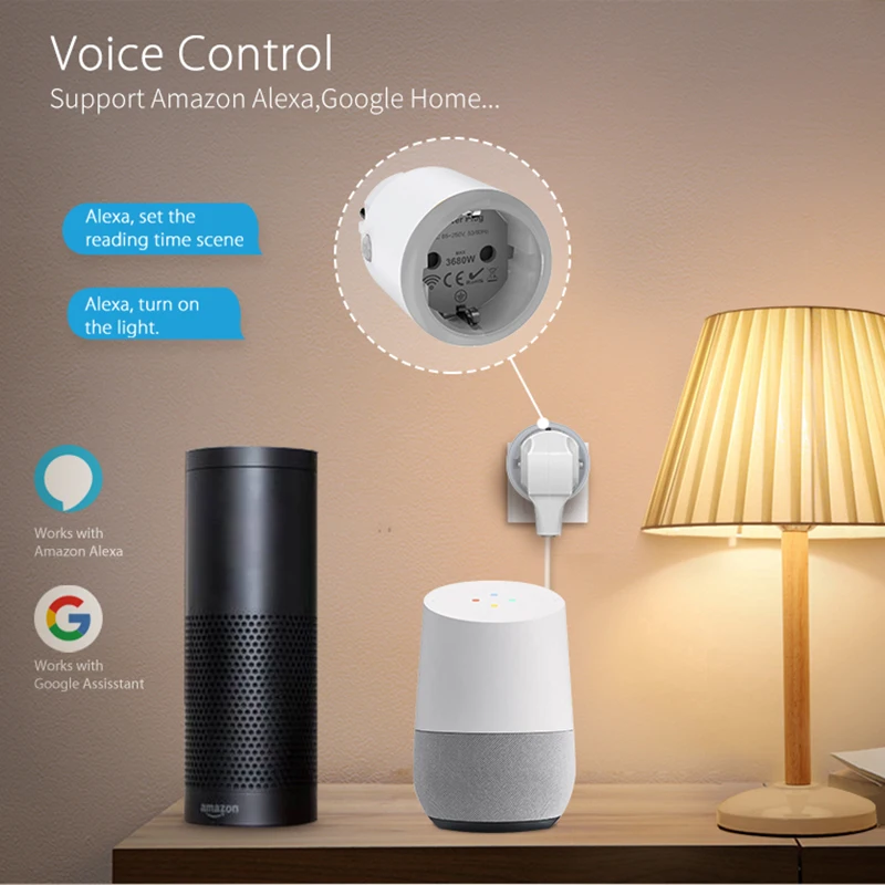 Matter 16A Wifi Smart Socket EU Plug with Power Monitor Tuya Smart Home Applianc