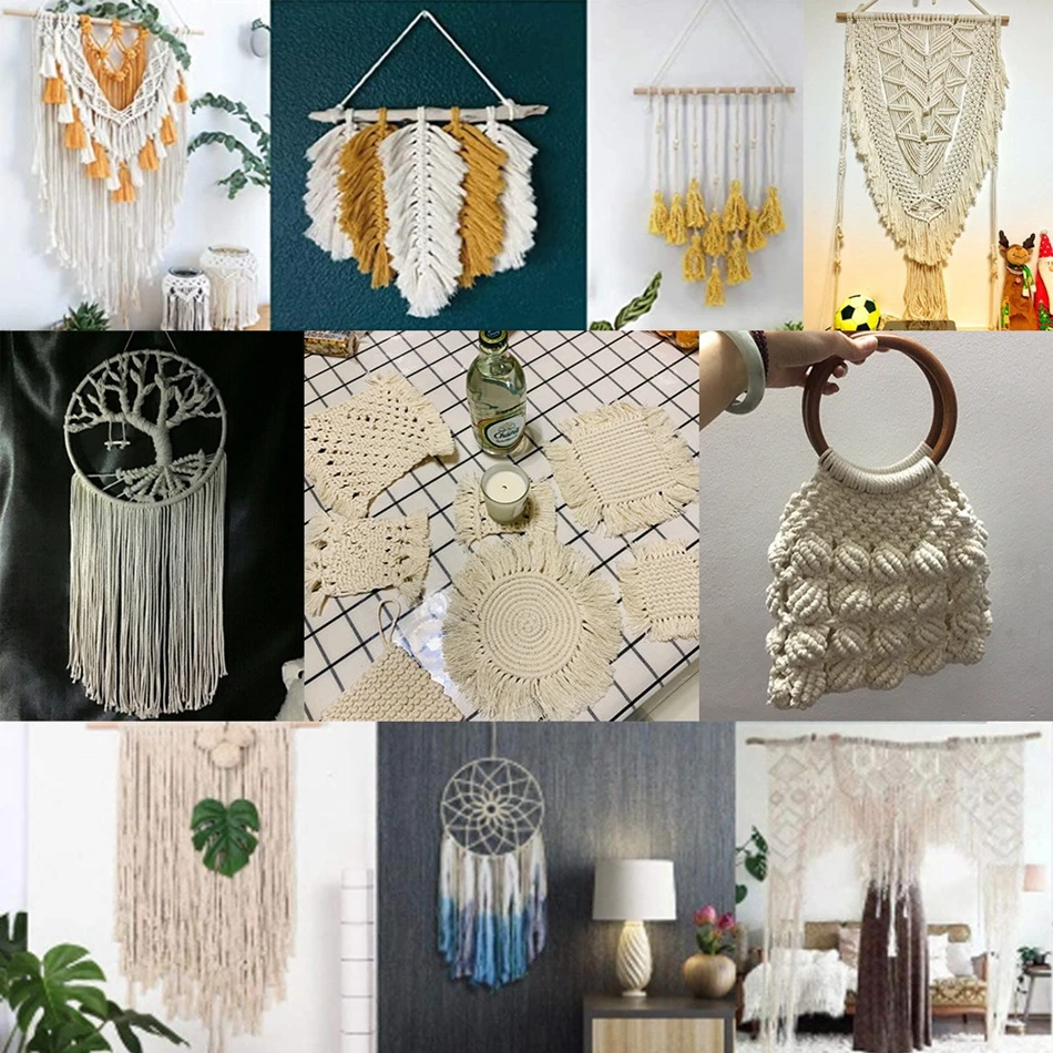 Cotton rope Macrame cord 1mm-10mm Cotton Macrame Cord Rope String Thread Handmade Crafts DIY Braided Twisted Twine Wedding Party Home Decoration