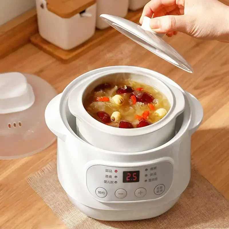 Electric Porridge Pot For Newborn Baby Automatic Electric Cooking Electricity Ceramic Material Stewing Pot  Baby Products 220v 1l mini electric food stew pot fully automatic porridge dessert baby food stew pot portable multifunctional kitchen applian