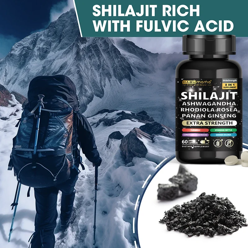 8 in 1 Shilajit Ashwagandha Panax Ginseng Turmeric Capsules Natural Pure Ingredient Supplement ginseng capsules