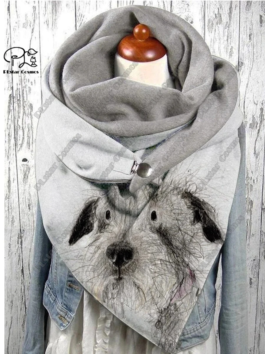 Теплая шаль PLstar Cosmos с 3D принтом животных