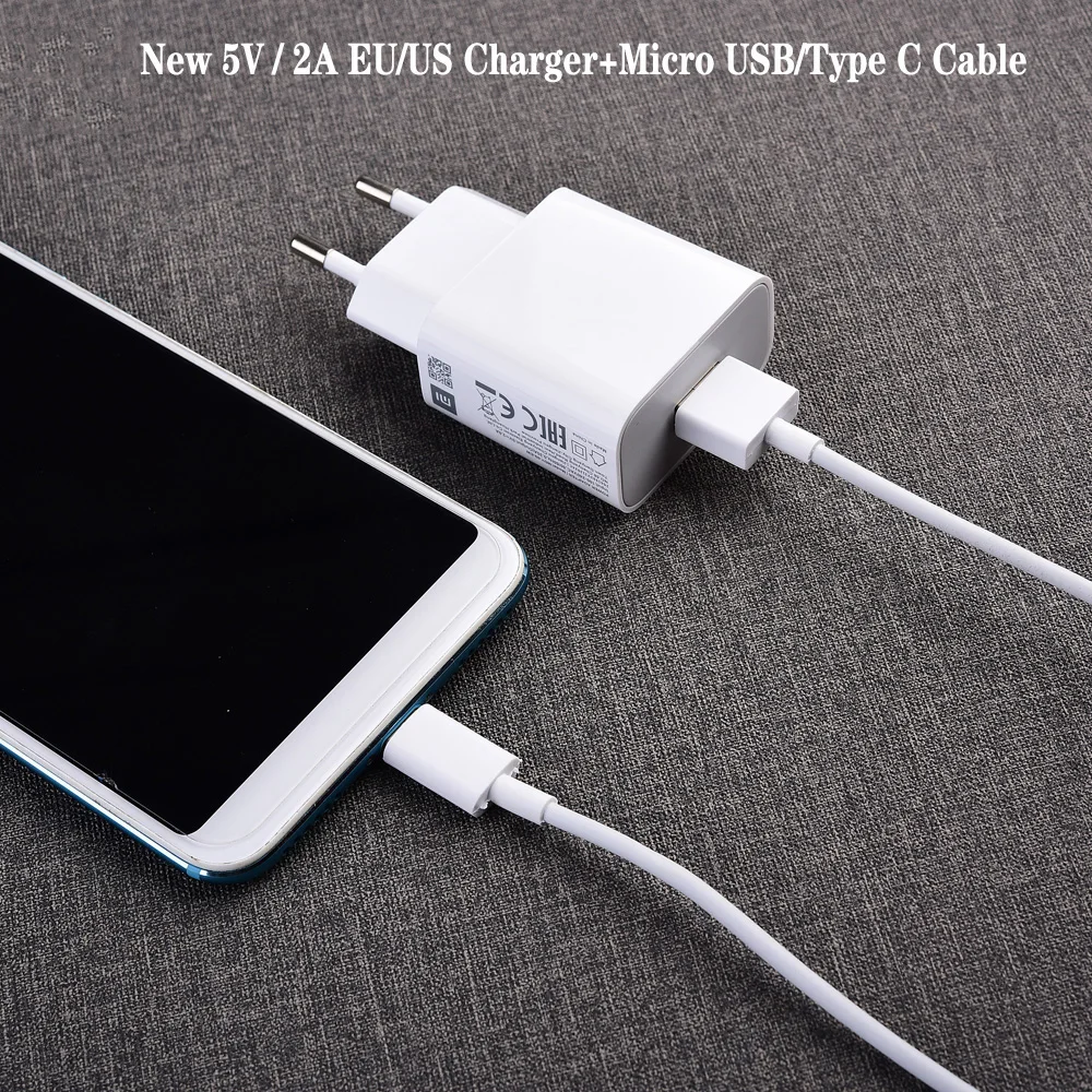 XIAOMI Charger 5V 2A EU/US Power Adapter Data Sync Cable For Redmi S2 8 8A 7 7A 6 6A 5 5A 4 4A 4X 3s 8 9 se Note 3 5 5A 6 Pro charger 65 watt