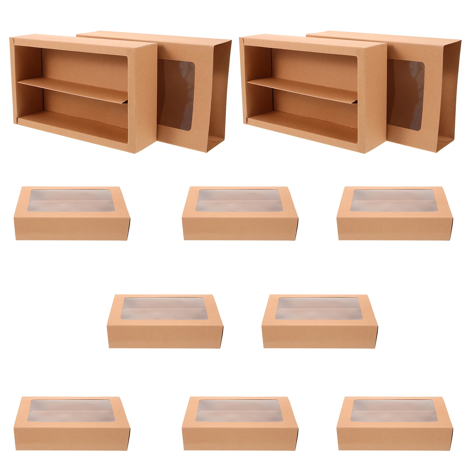 

12 Pcs Cake Boxes Macaron Cookie Container Kraft Paper Household Bakery Chocolate Case Biscuit Party Accessory