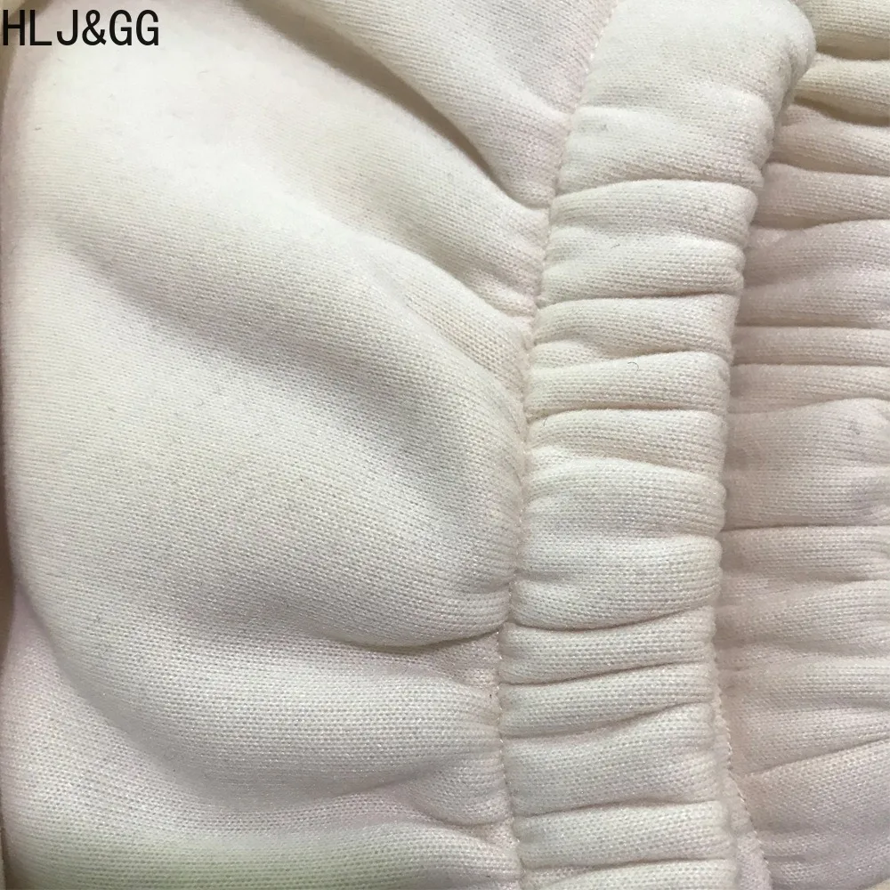 HLJ&GG Casual Solid Jogger Pants Two Piece Sets Women Zipper Long Sleeve Hooded Crop Top And Pants Outfits Female 2pcs Tracksuit