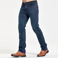 Men's Classic Slim Fit Straight Jeans Casual Stretch Denim Pants Fashion Blue Trousers 2