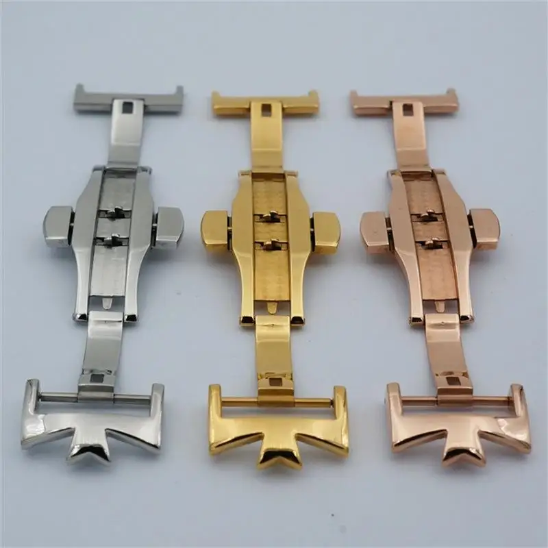 SCHIK 18mm 20mm 316L Stainless Steel Double By Double Open Watch Buckle Clasp Strap Deployant For Watchbands
