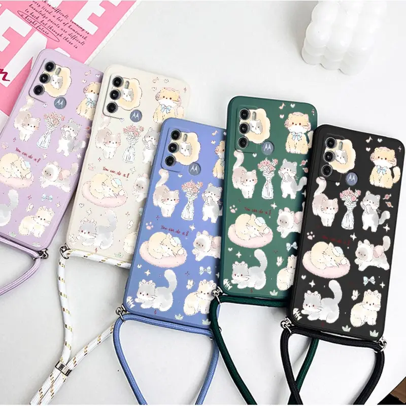 G60 Delicate Kitten Lanyard Silicone Phone Case Cover